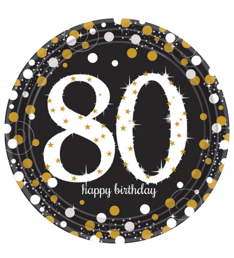 Arany party tányérok - 80 éves
