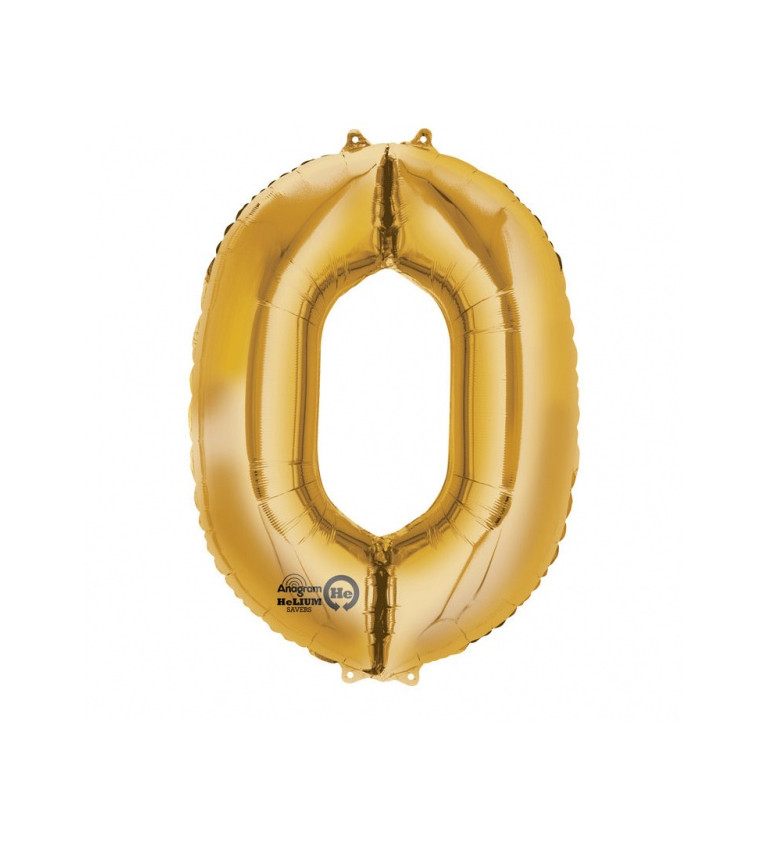 Zlatý velký fóliový balónek - číslo 0