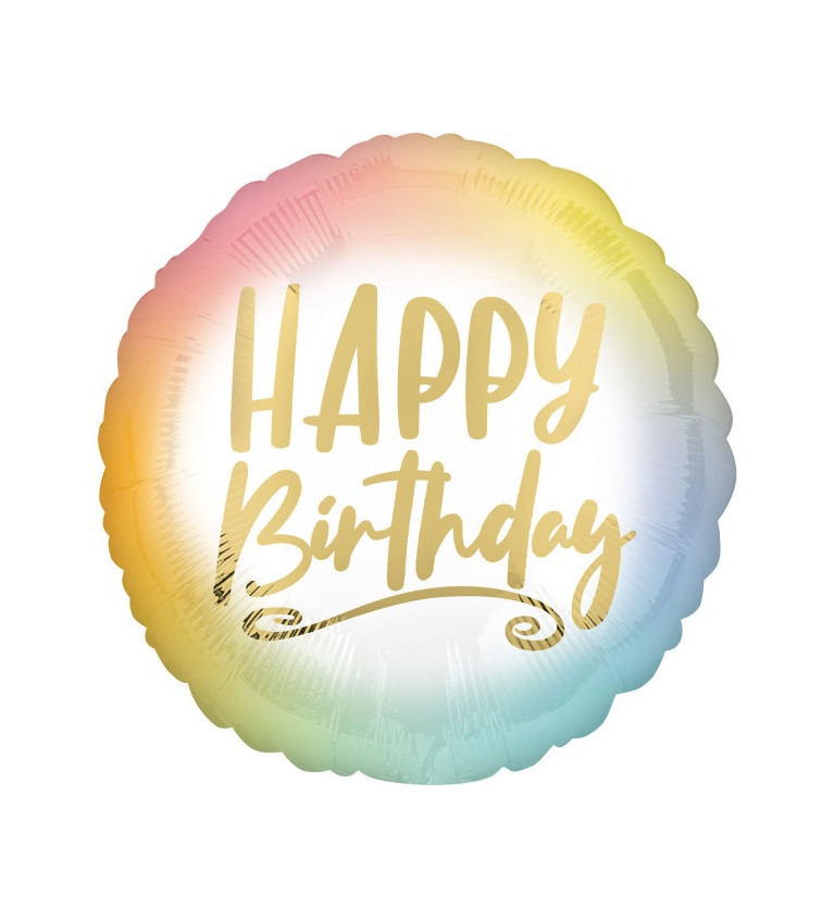 Boldog születésnapot fólia léggömb szivárvány színekben
