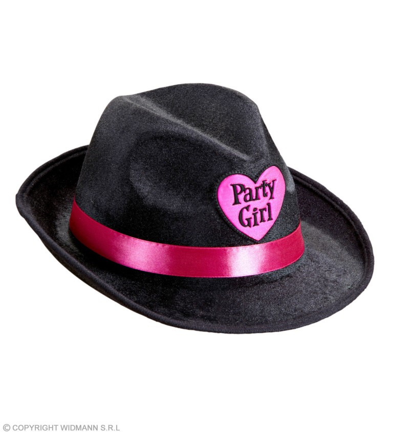 Fekete kalap rózsaszín szívvel - Party girl