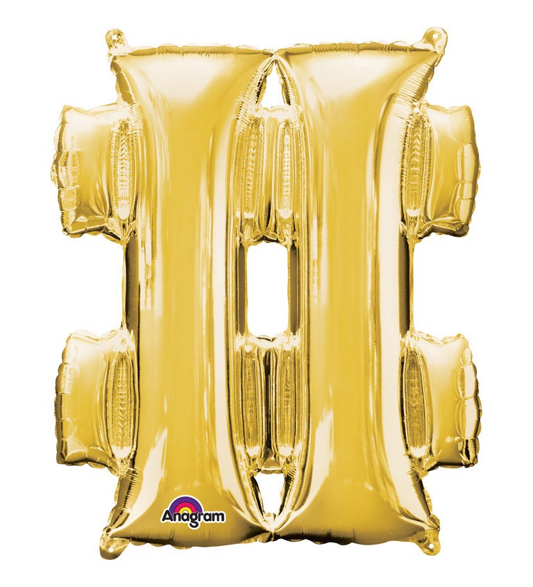 Zlatý mini fóliový balónek - znak #