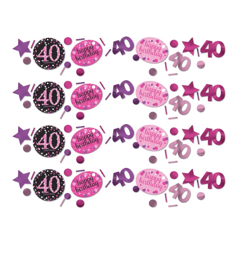 Rózsaszín születésnapi konfetti 40