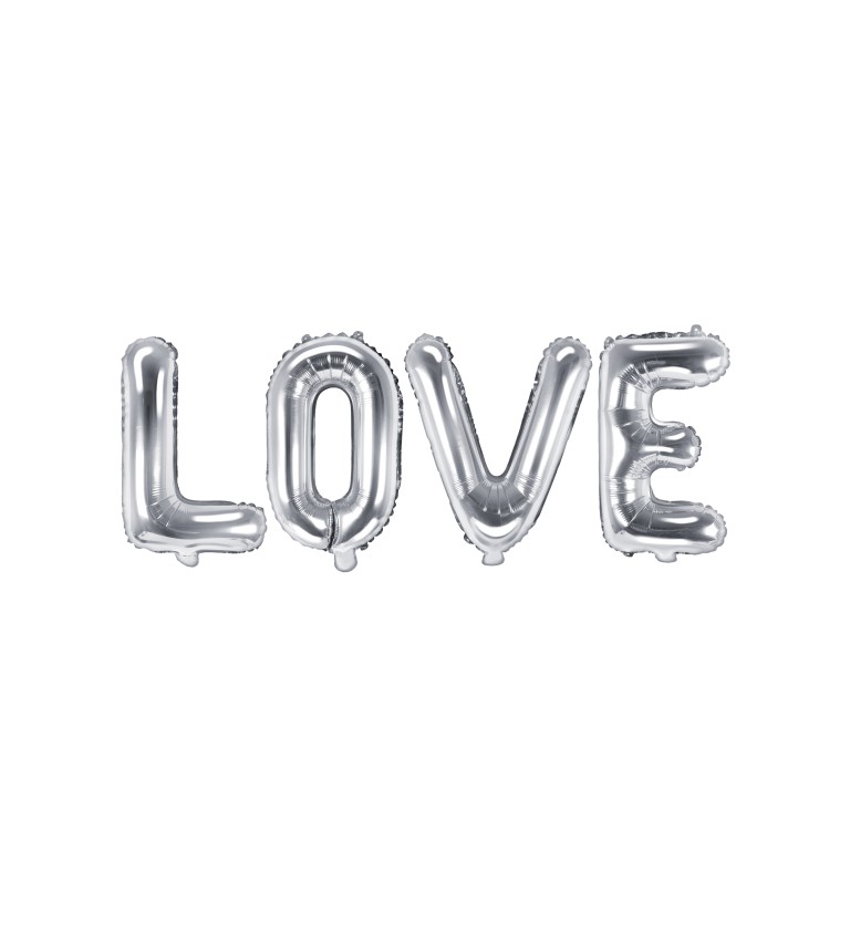 Fólia léggömb - LOVE felirat ezüst