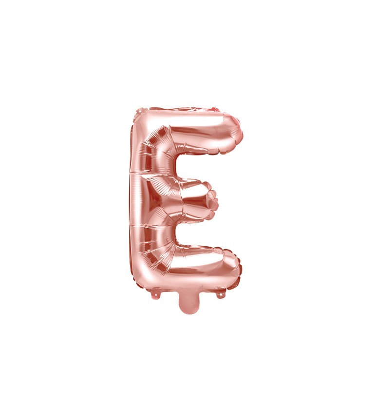 Fólia léggömb ''E'' betű, 35cm, rózsaarany, rózsaarany