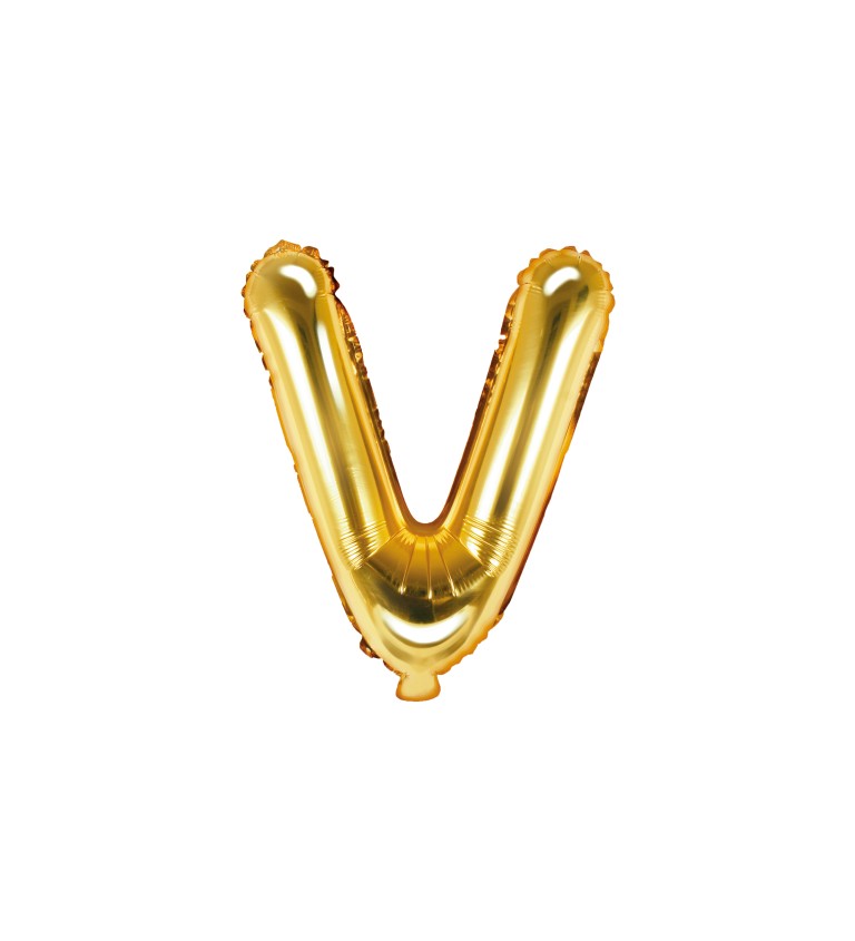 Fólia léggömb ''V'' betű, 35cm, arany