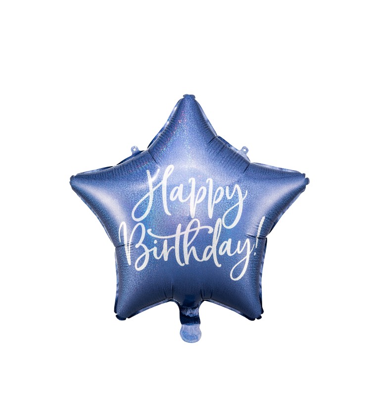 Fólia lufi Boldog születésnapot - kék csillag