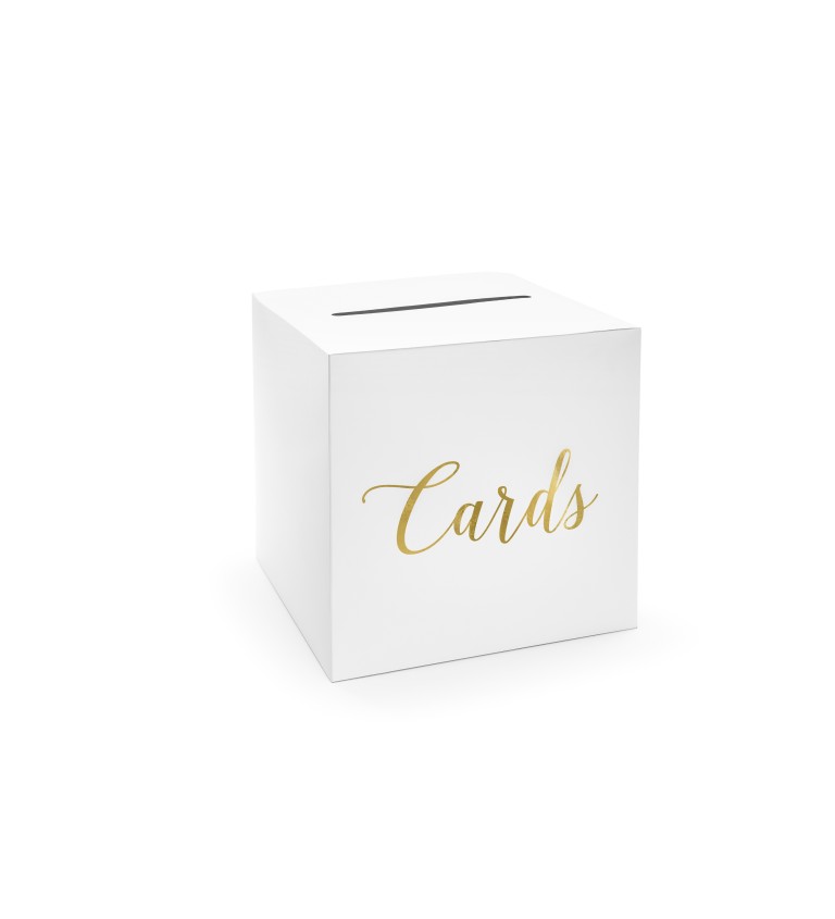 Fehér és arany doboz esküvői kártyákhoz