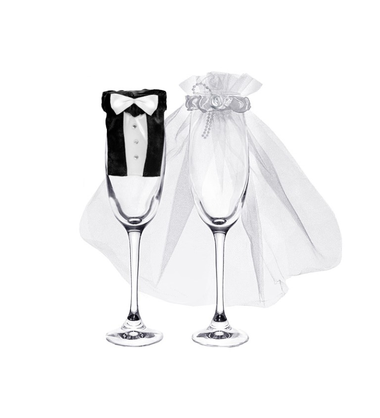 Díszítés poharakhoz - menyasszony és vőlegény