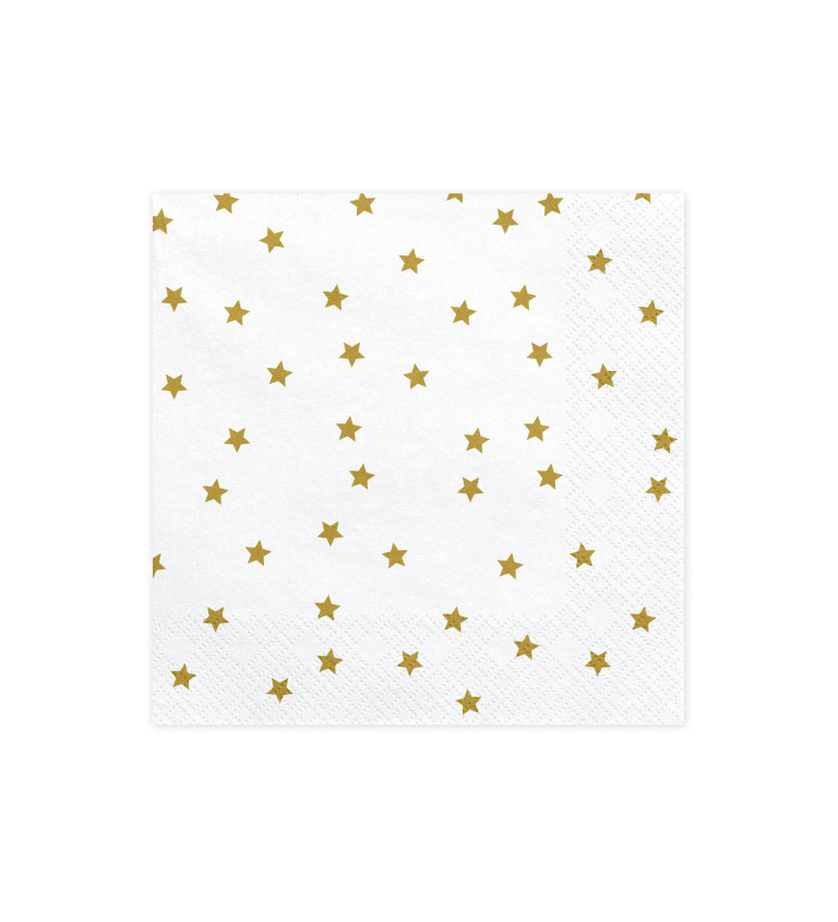 Fehér papírszalvéták arany csillagok