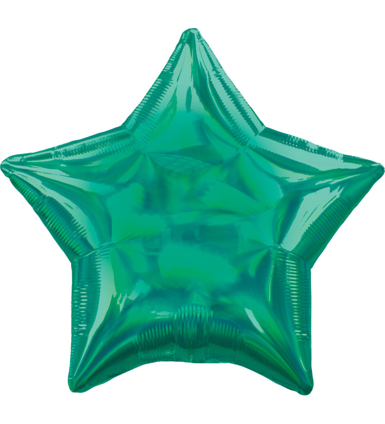 Léggömb - zöld holografikus csillag