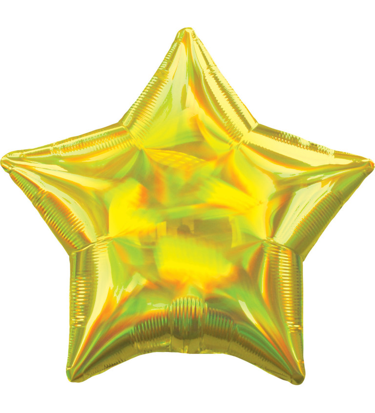 Sárga holografikus csillag léggömb