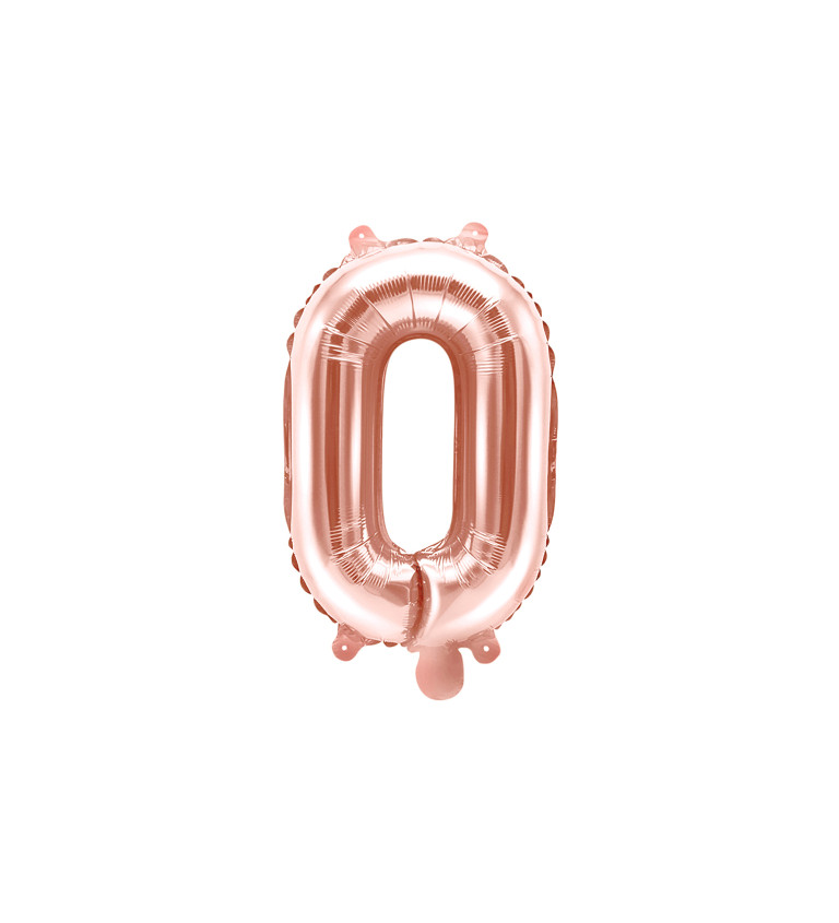 Fólia léggömb ''O'' betű, 35cm, rózsaarany, rózsaarany