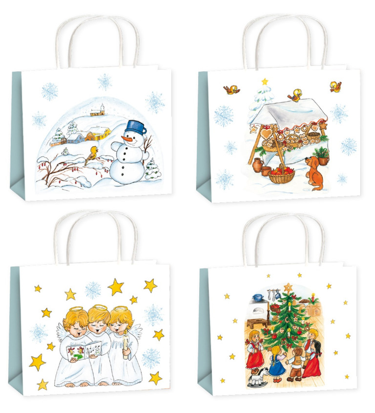 Karácsonyi táska fehér - különböző minták