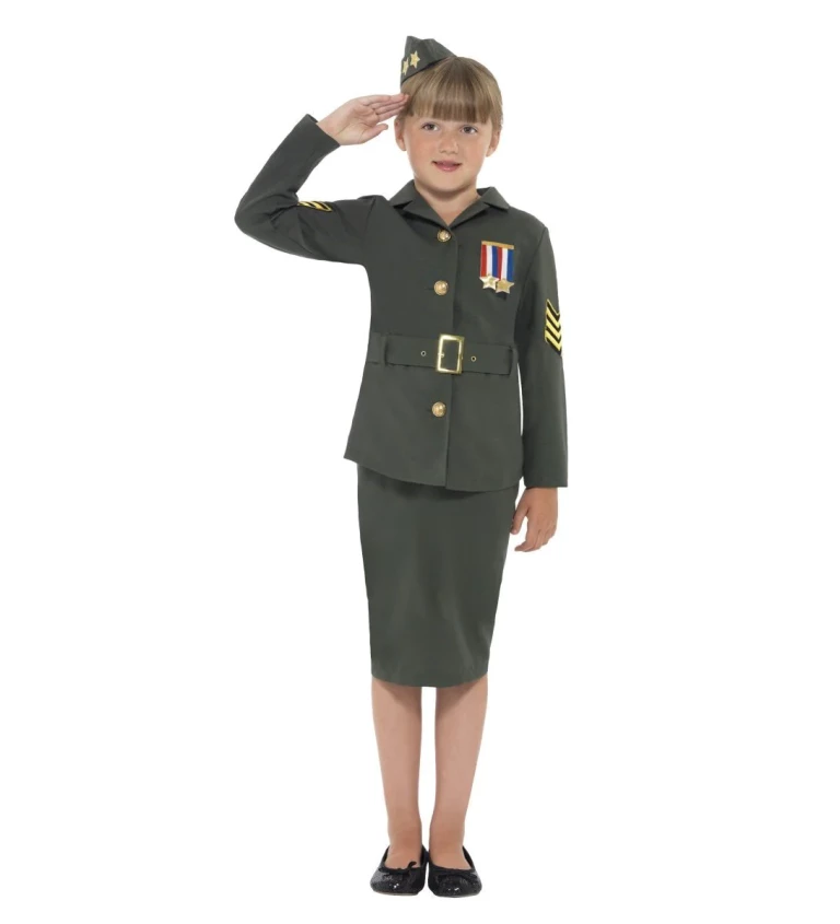 Gyermek lányok 2. világháborús katonai jelmez