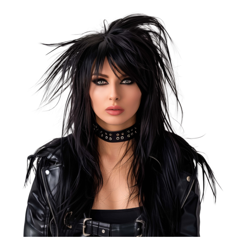 Rocksztár Diva Fekete Paróka