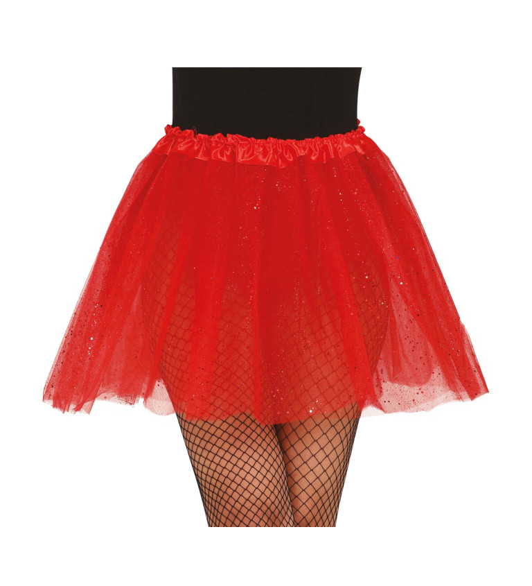 Csillogós tüll szoknya - piros