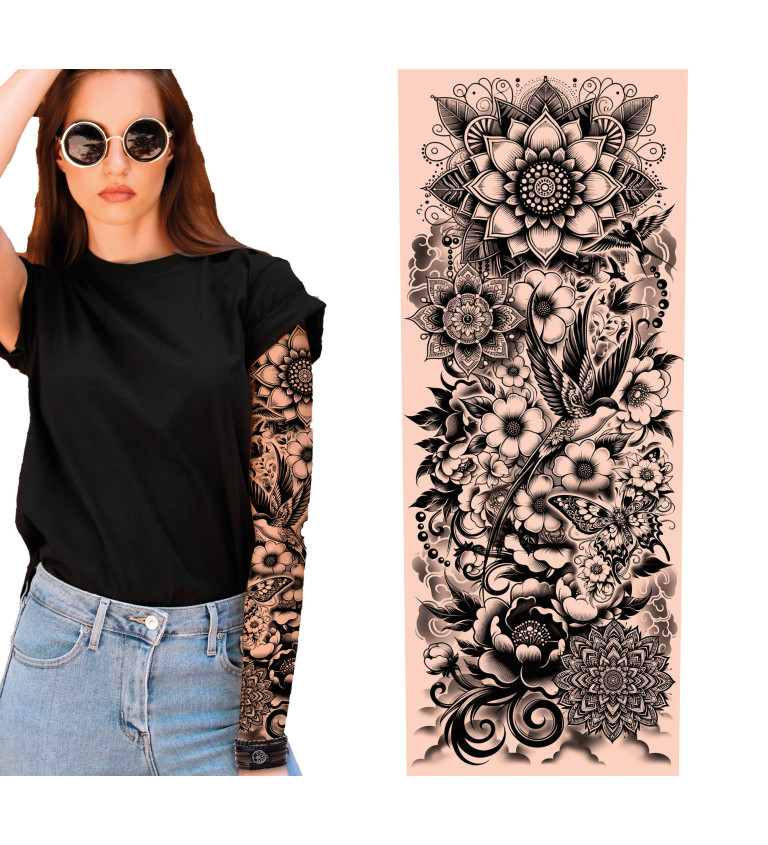 Tetoválás - kar ujj - fekete-fehér