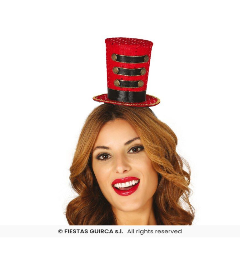 Piros kalapkás hajpánt