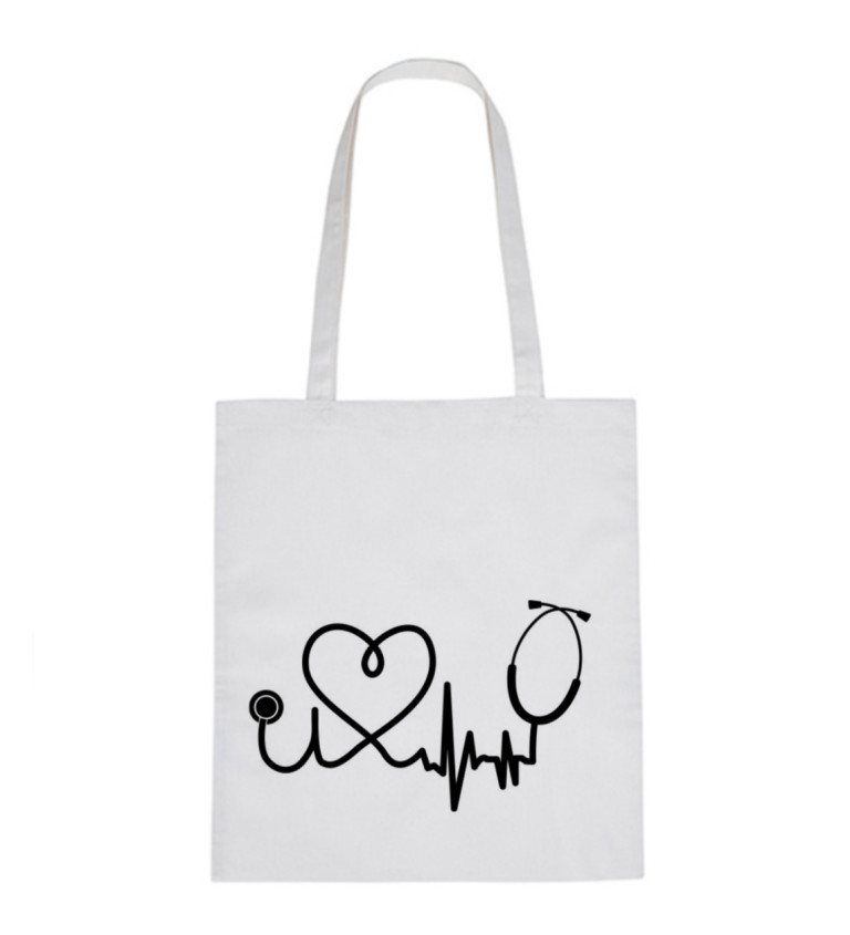 Vászontáska - Tep doktorka, 36x42 cm, fehér