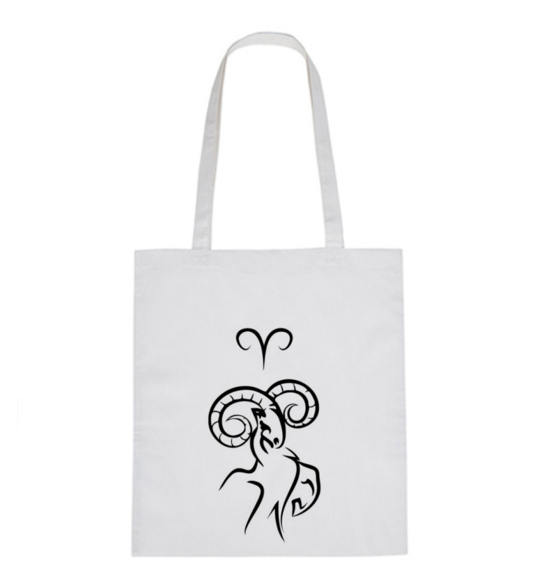 Vászontáska - Kos jel, 36x42 cm, fehér