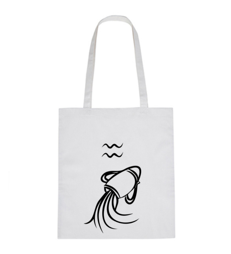 Vászontáska - Sign Aquarius, 36x42 cm, fehér