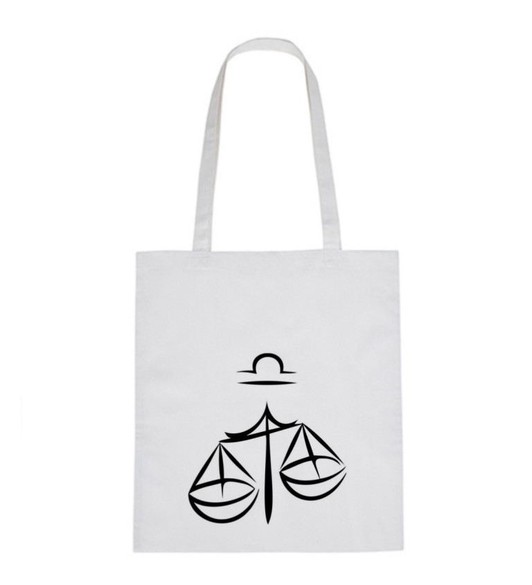 Vászontáska - Mérlegjel, 36x42 cm, fehér