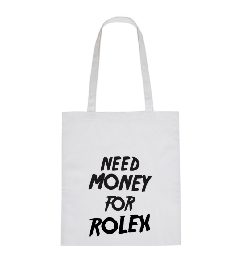 Vászon táska - Rolexre kell pénz, 36x42 cm, fehér