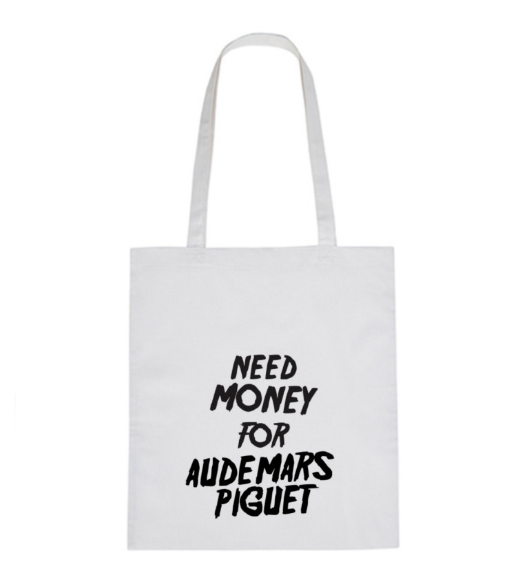 Vászontáska - Pénz kell Audemarshoz, 36x42 cm, fehér