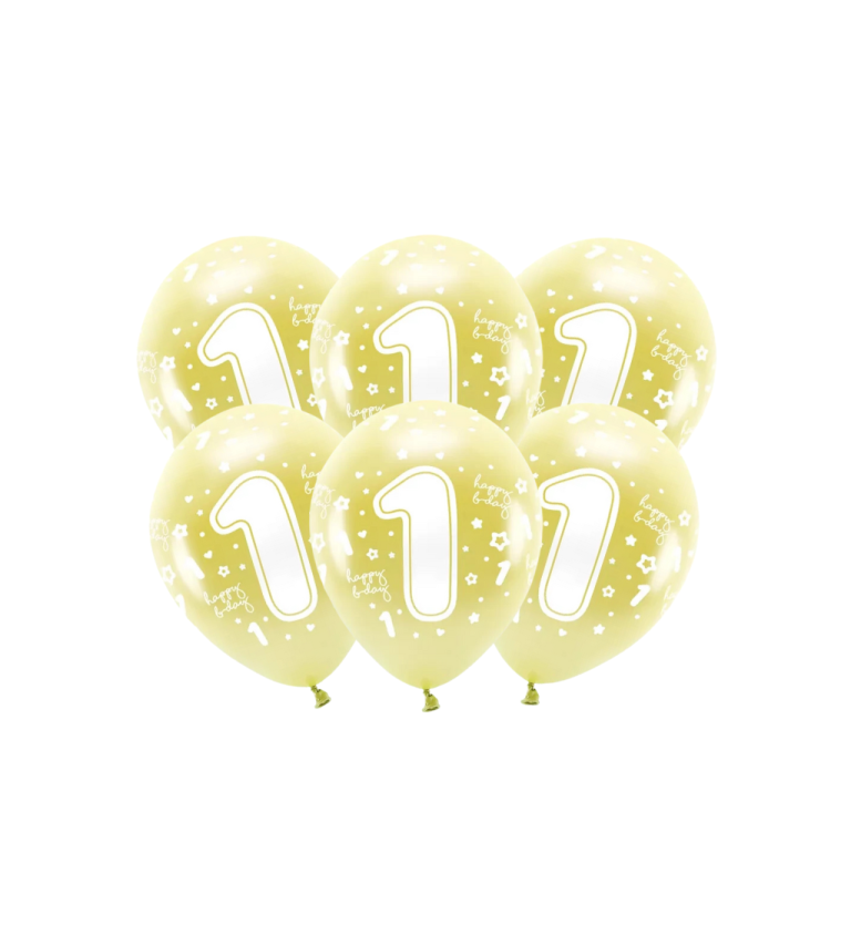 Eco metálos arany léggömbök szám 1, 33 cm, 6 db