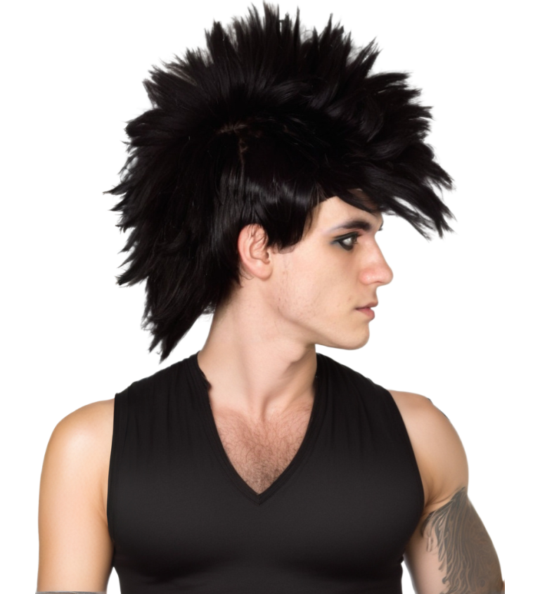 Férfi paróka – punk, fekete
