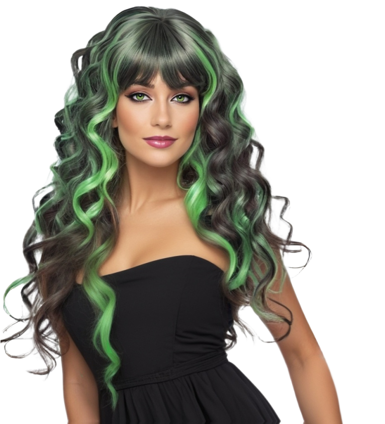 Női paróka – zöld melír