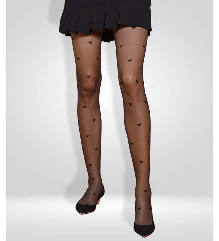 Szívecskés harisnyanadrág – fekete