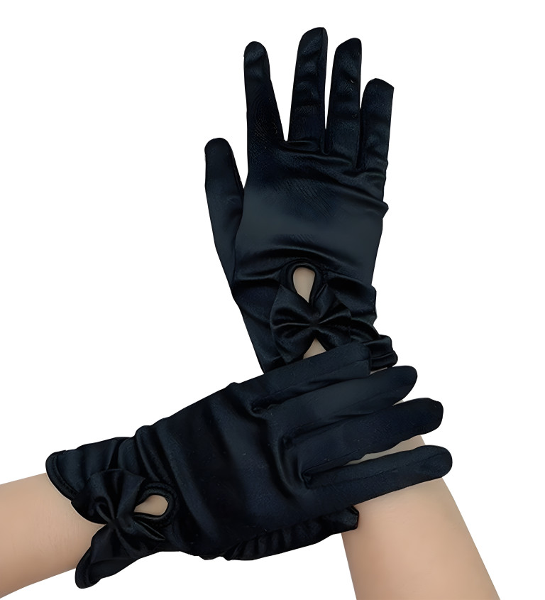 Rövid masnis kesztyű – fekete