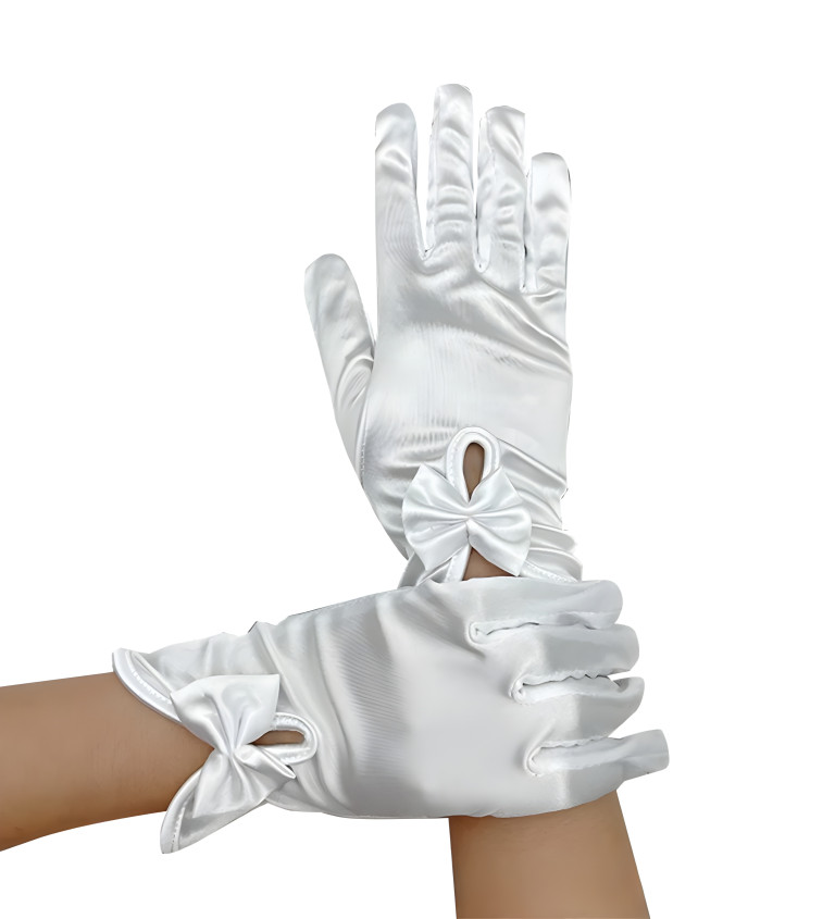 Rövid masnis kesztyű – fehér