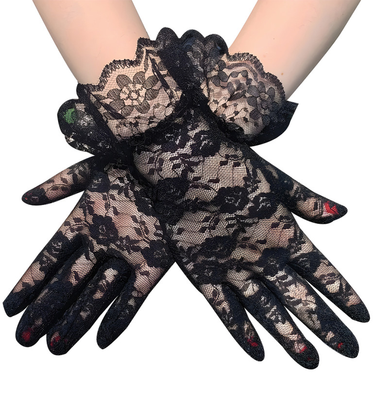 Rövid csipkés kesztyű – fekete