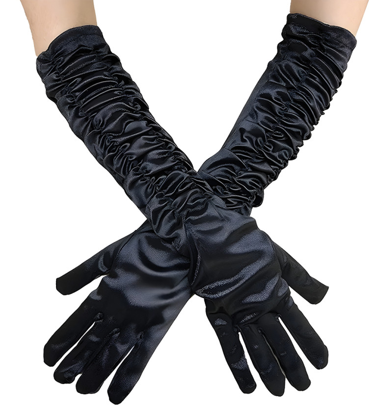 Hosszú ráncolt kesztyű – fekete