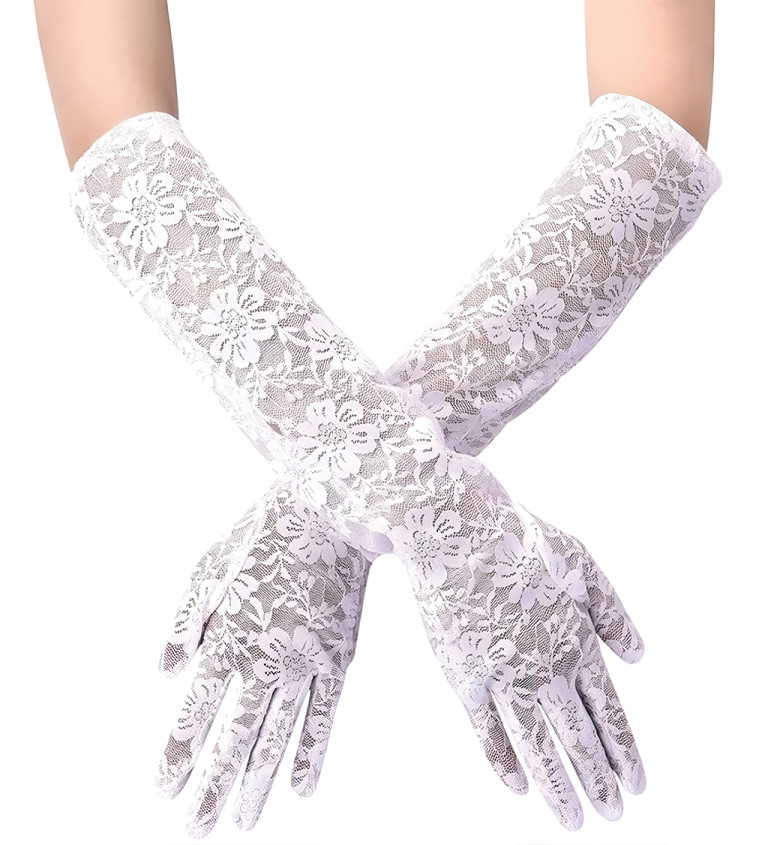 Hosszú csipkés kesztyű – fehér