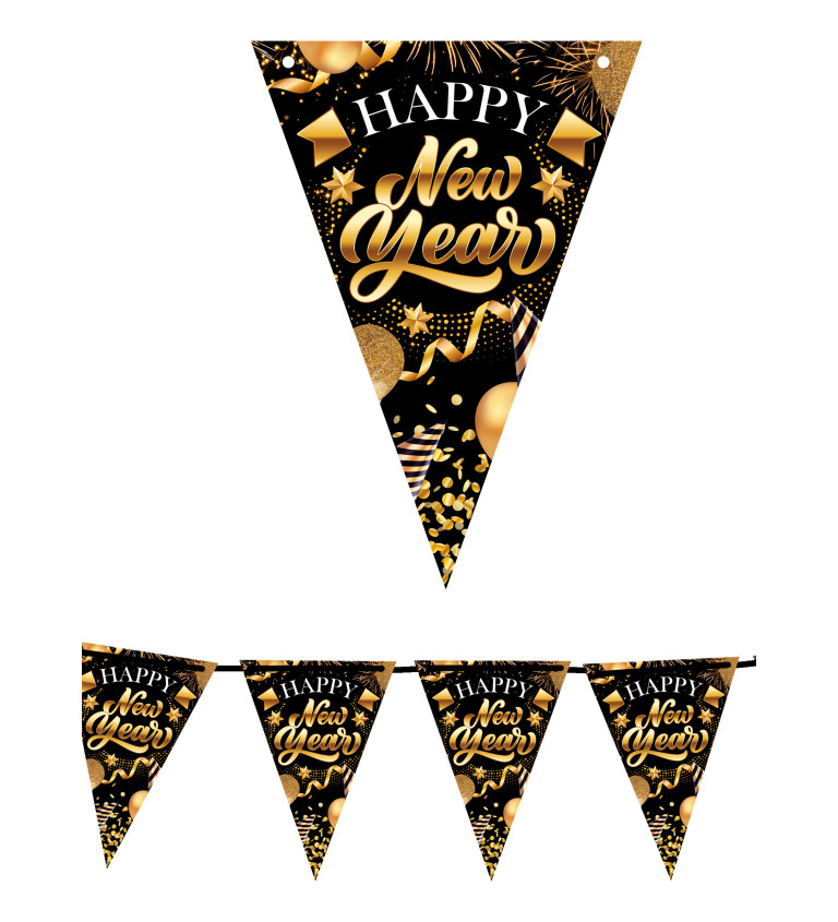 „Happy New Year” zászlós girland